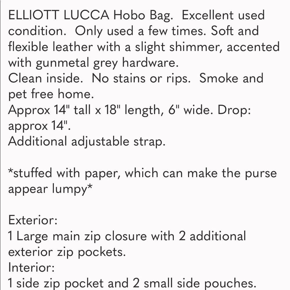 🌟ELLIOTT LUCCA black leather hobo bag - Picture 7 of 7
